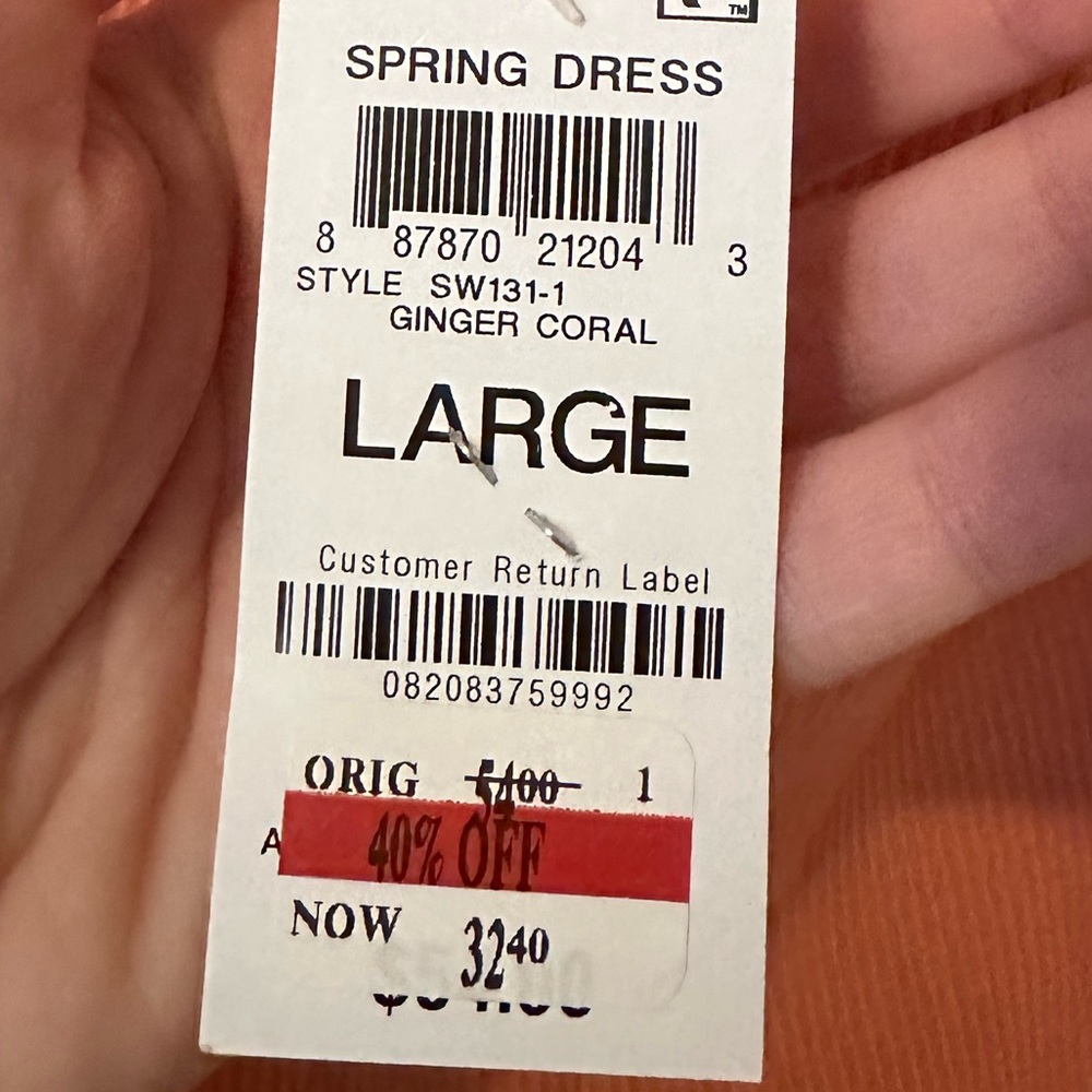 NWT- AND NOW THIS Coral Puff-sleeve dress- size Large - Picture 2 of 9